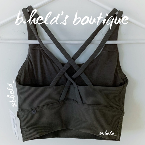 lululemon Energy Bra Long Line Ribbed in Rover Brown Tan Grey Size 4 New NWT - Picture 11 of 14